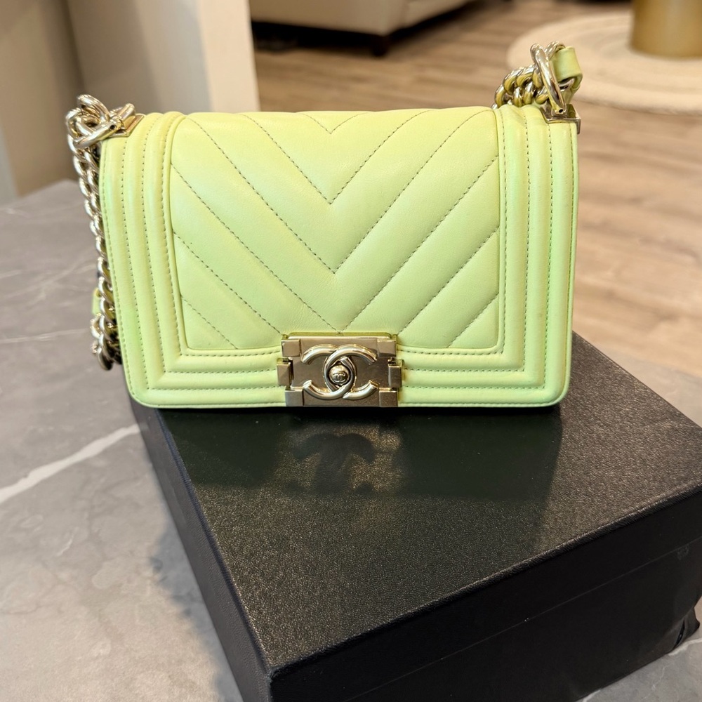 Chanel Light Green Quilted Crossbody Bag